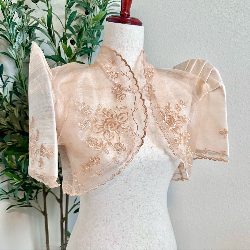 Natural Pina Organza Terno Sleeve Filipiniana Bolero 🖤